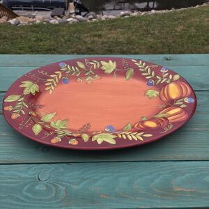 Gates Ware Laurie Gates Ceramic Oval Platter Serving Tray Pumpkin Harvest 18 In